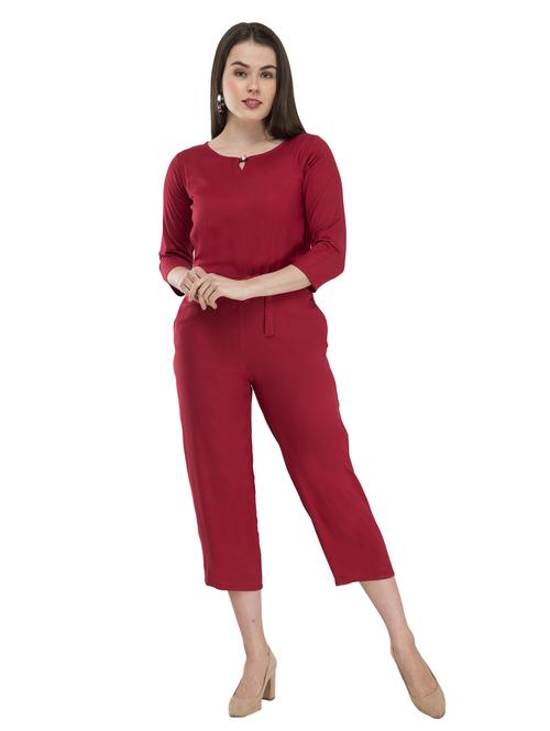tie front solid jumpsuit - 17148883 - Standard Image - 1