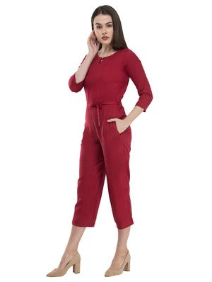 tie front solid jumpsuit - 17148883 - Standard Image - 3