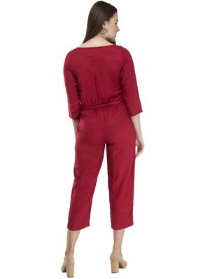 tie front solid jumpsuit - 17148883 - Standard Image - 4