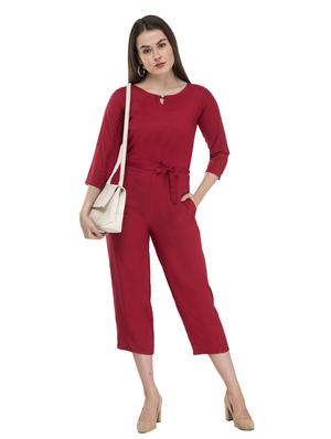 tie front solid jumpsuit - 17148883 - Standard Image - 5