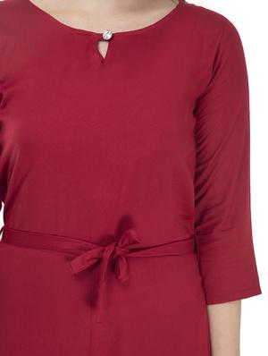 tie front solid jumpsuit - 17148883 - Standard Image - 6