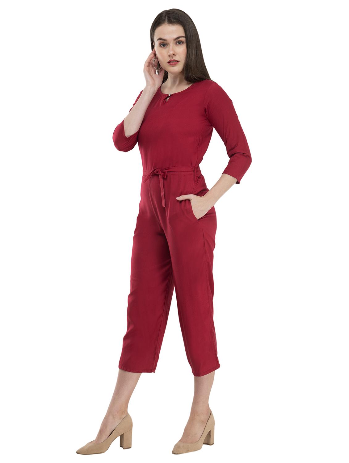 tie front solid jumpsuit - 17148883 - Zoom Image - 3