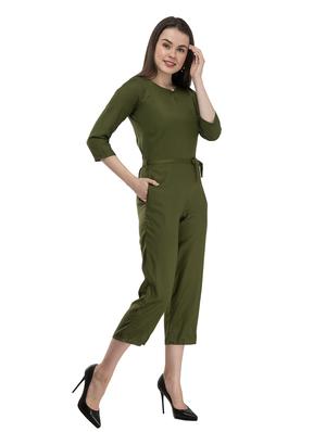 olive rayon full leg jumpsuit - 17148884 - Standard Image - 3