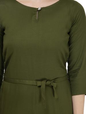 olive rayon full leg jumpsuit - 17148884 - Standard Image - 6