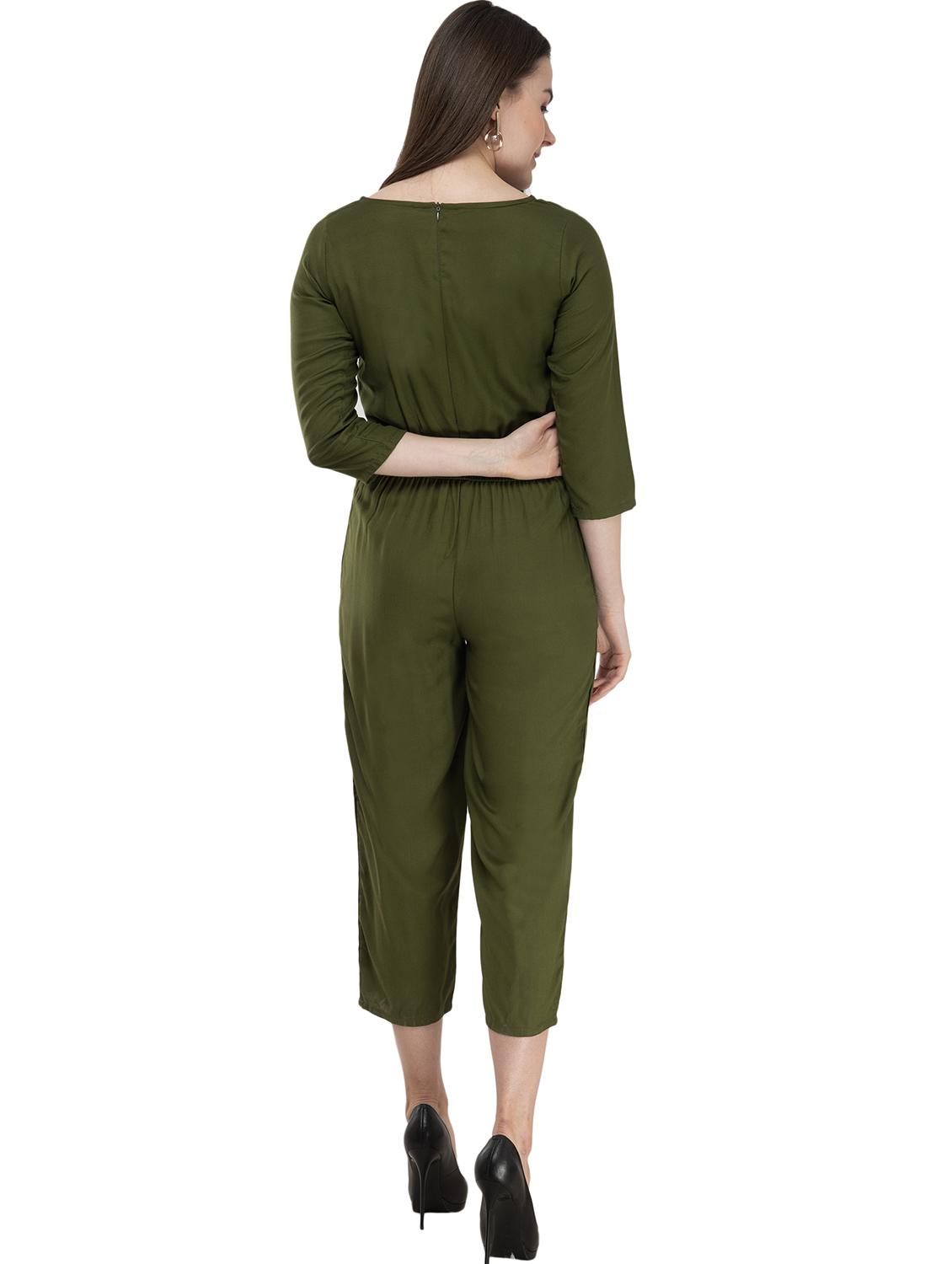olive rayon full leg jumpsuit - 17148884 - Zoom Image - 4