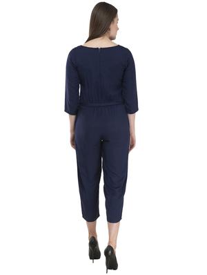 tie front solid jumpsuit - 17148885 - Standard Image - 3