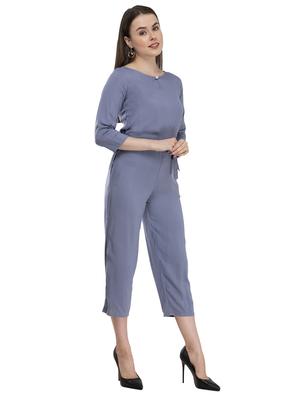 tie front solid jumpsuit - 17148886 - Standard Image - 2