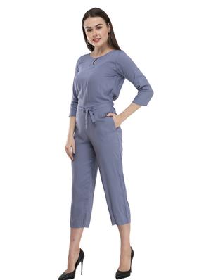 tie front solid jumpsuit - 17148886 - Standard Image - 3