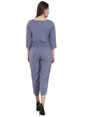 tie front solid jumpsuit - 17148886 - Standard Image - 4