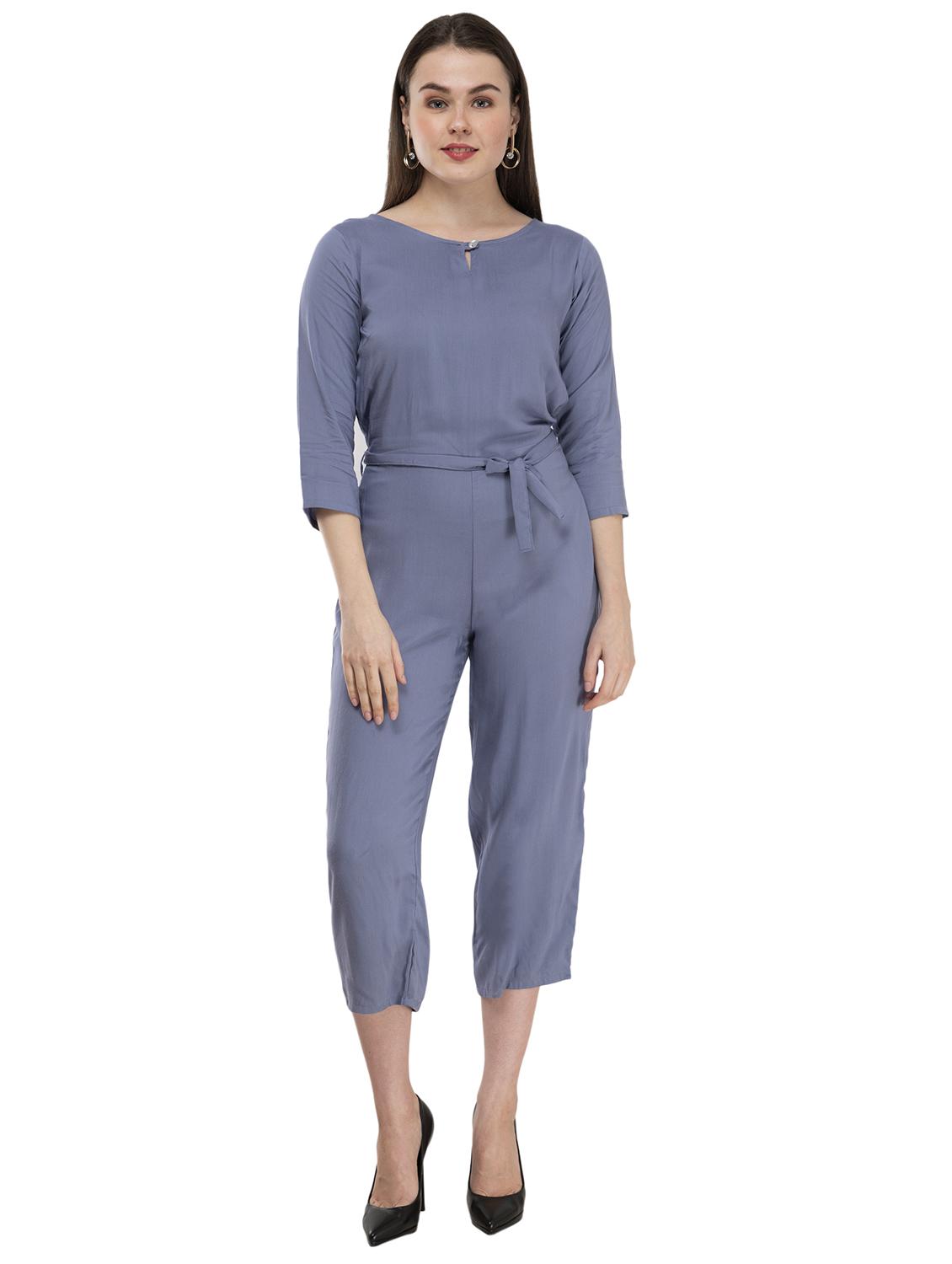 tie front solid jumpsuit - 17148886 - Zoom Image - 1