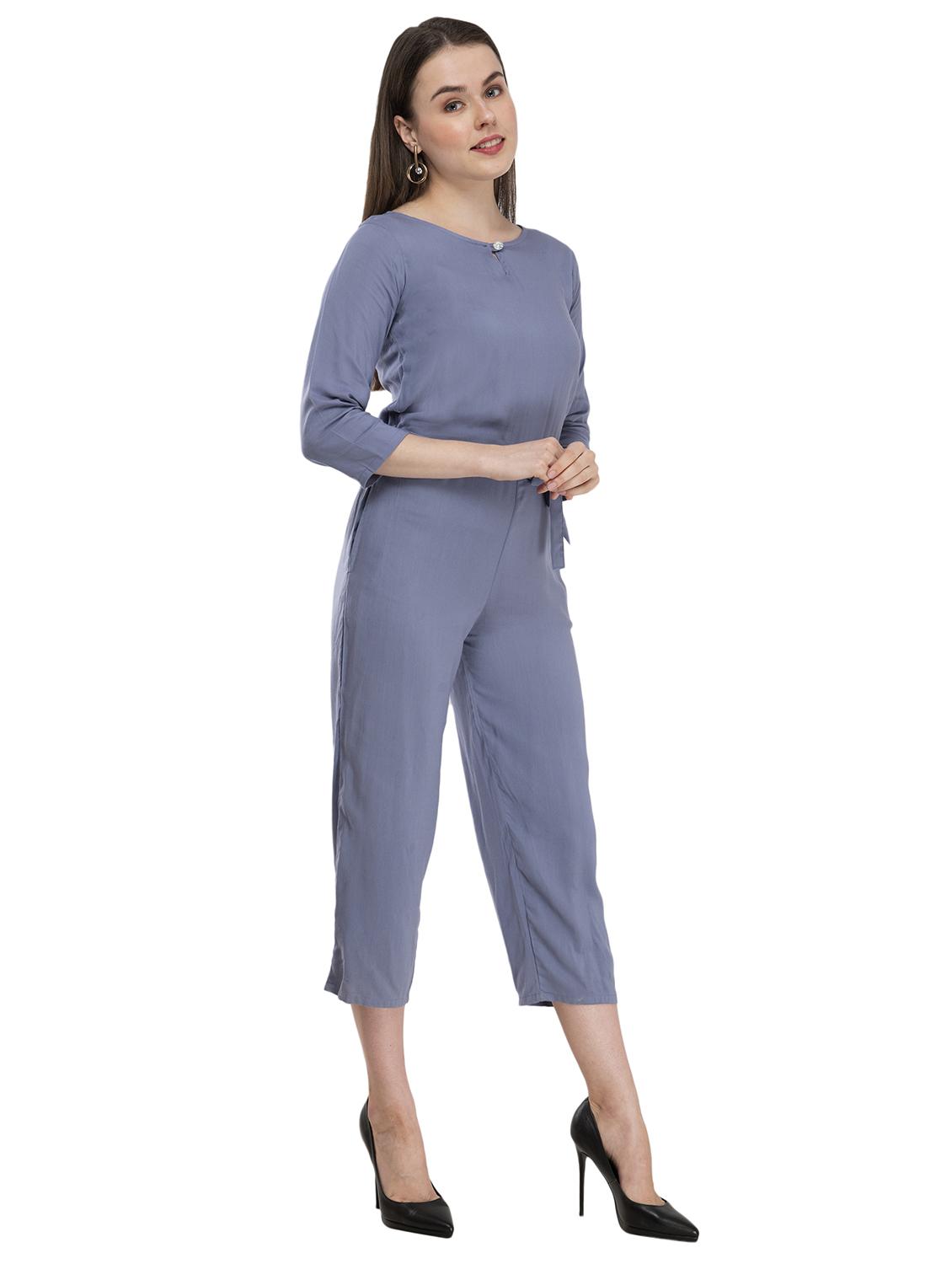 tie front solid jumpsuit - 17148886 - Zoom Image - 2