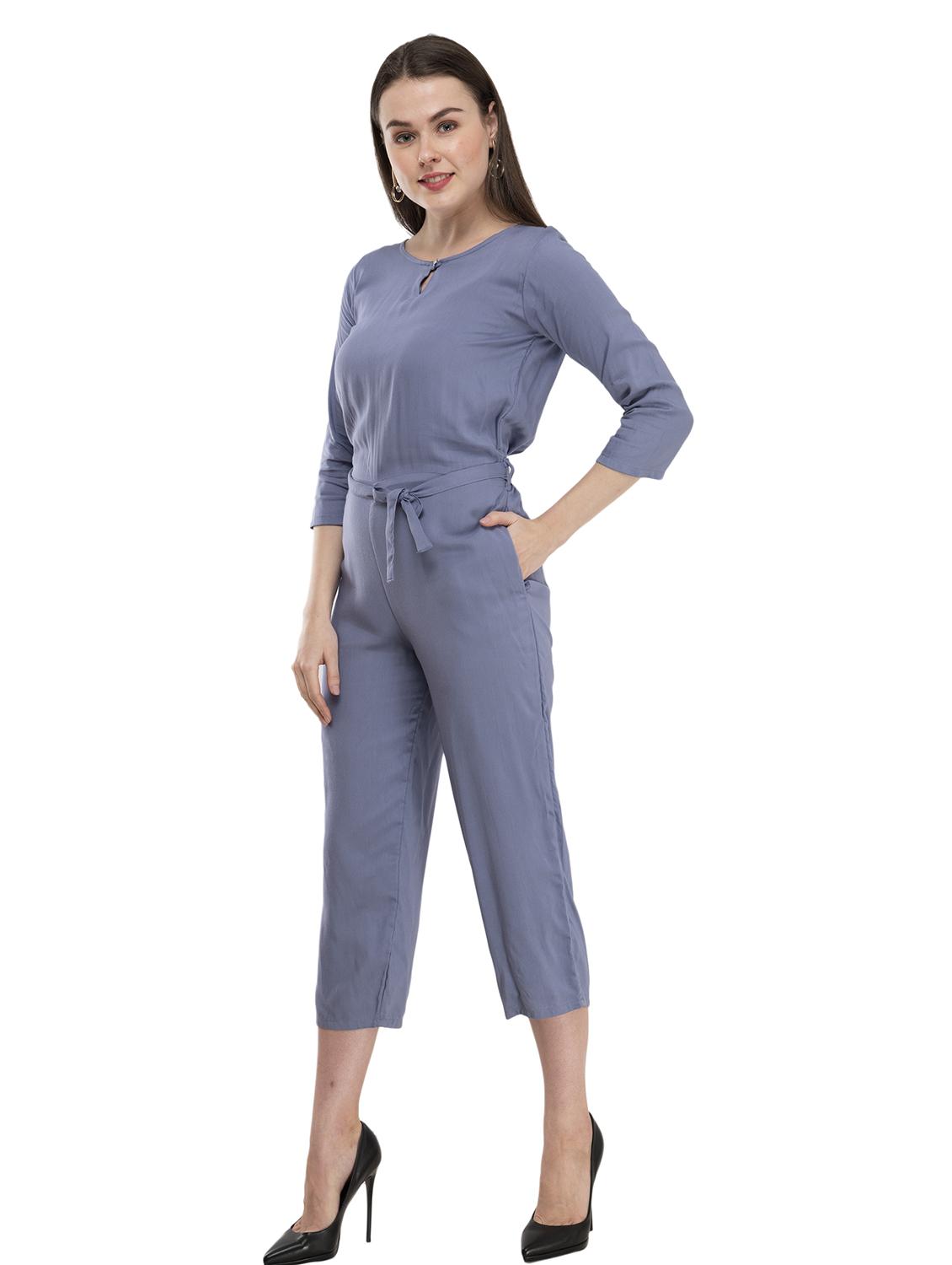 tie front solid jumpsuit - 17148886 - Zoom Image - 3