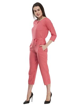tie front solid jumpsuit - 17148887 - Standard Image - 3