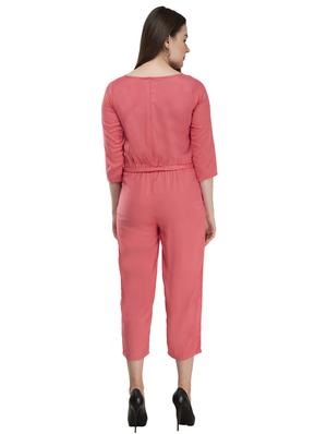 tie front solid jumpsuit - 17148887 - Standard Image - 4