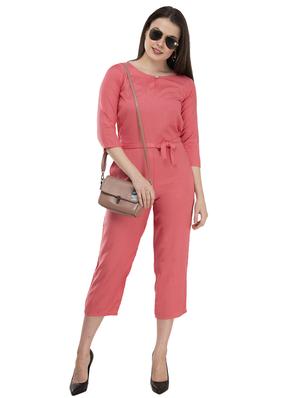 tie front solid jumpsuit - 17148887 - Standard Image - 5