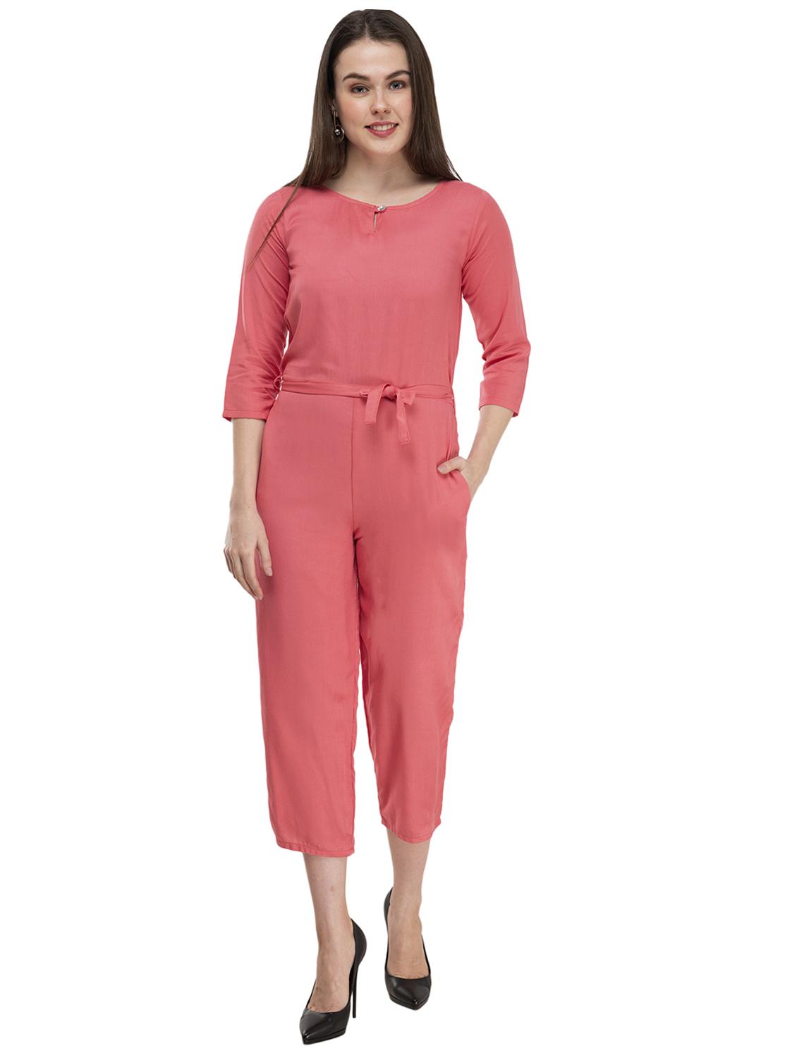 tie front solid jumpsuit - 17148887 - Zoom Image - 1