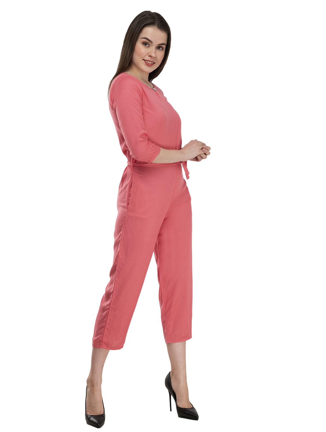 tie front solid jumpsuit - 17148887 - Zoom Image - 2