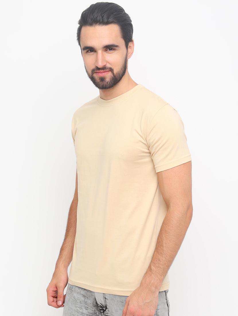 beige solid t-shirt - 17148891 - Zoom Image - 2