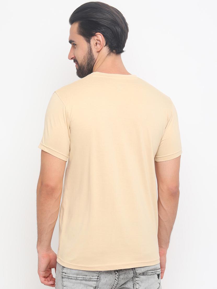 beige solid t-shirt - 17148891 - Zoom Image - 3