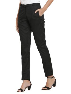 black cotton flat front trousers - 17149050 - Standard Image - 2