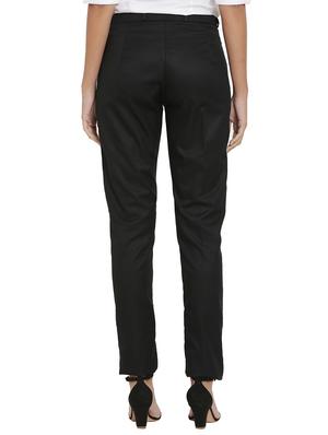 black cotton flat front trousers - 17149050 - Standard Image - 3