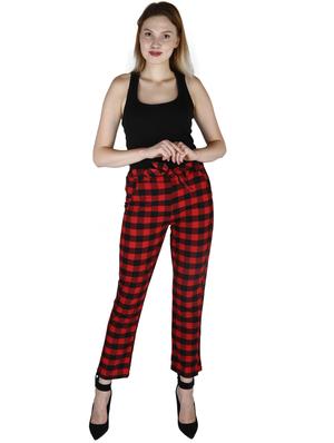 tie front checkered trouser - 17149152 - Standard Image - 4