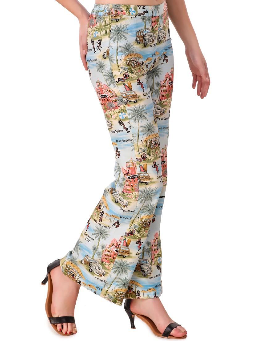 mid rise printed wide leg trouser - 17149162 - Zoom Image - 2