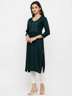embroidered straight kurta - 17149388 - Standard Image - 2