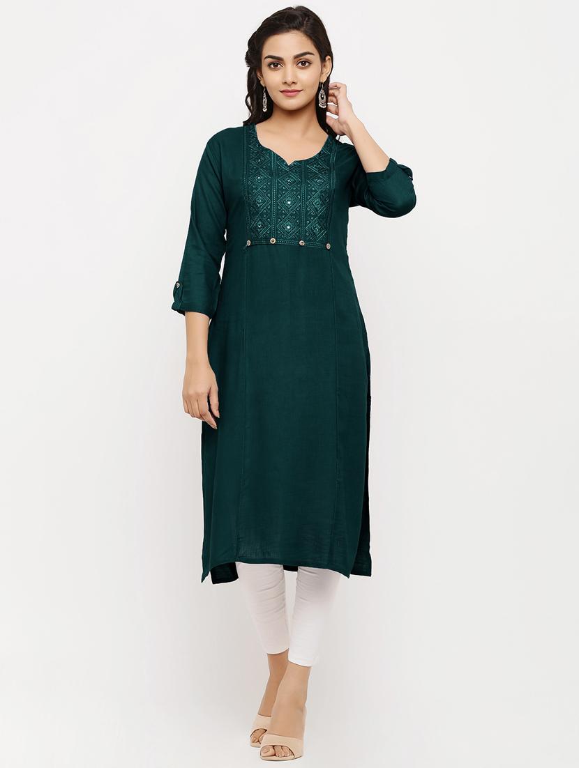 embroidered straight kurta - 17149388 - Zoom Image - 1