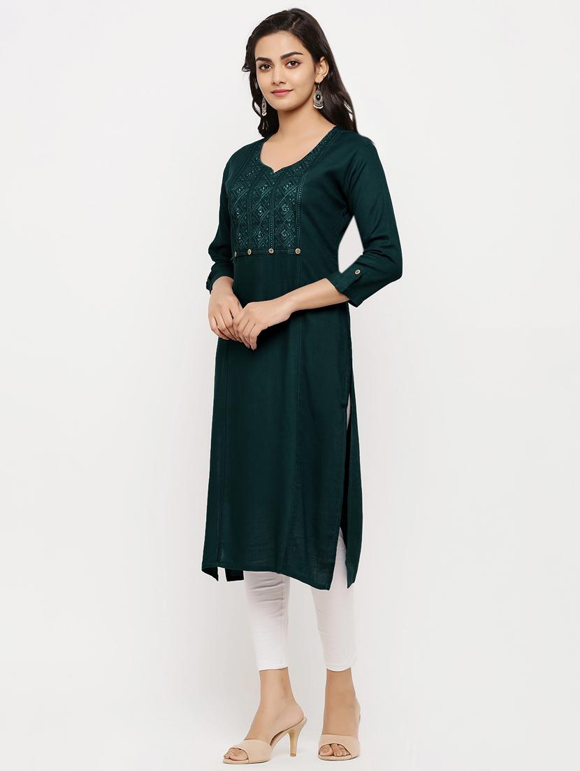 embroidered straight kurta - 17149388 - Zoom Image - 2