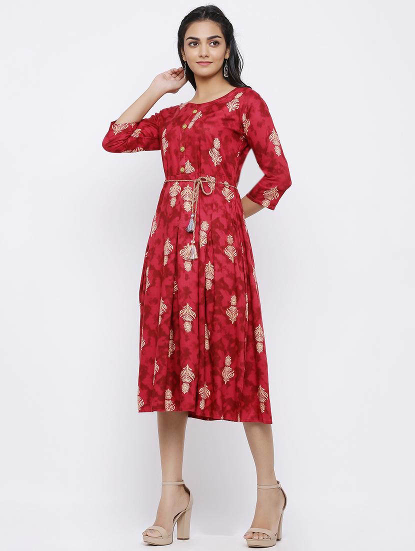 tie front printed a-line dress - 17149684 - Zoom Image - 3