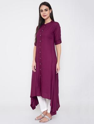 solid asymmetric kurta - 17149735 - Standard Image - 2