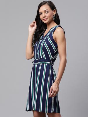 striped a-line dress - 17149736 - Standard Image - 2