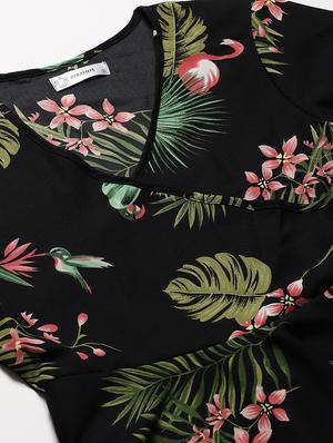 tie front floral a-line dress - 17149775 - Standard Image - 5