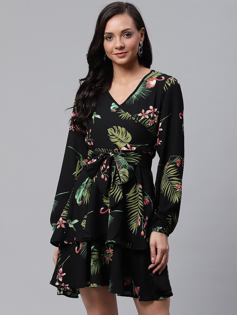 tie front floral a-line dress - 17149775 - Zoom Image - 1