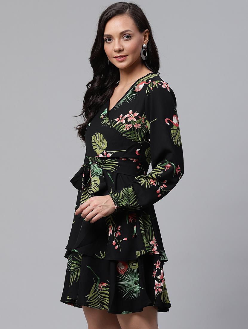 tie front floral a-line dress - 17149775 - Zoom Image - 2
