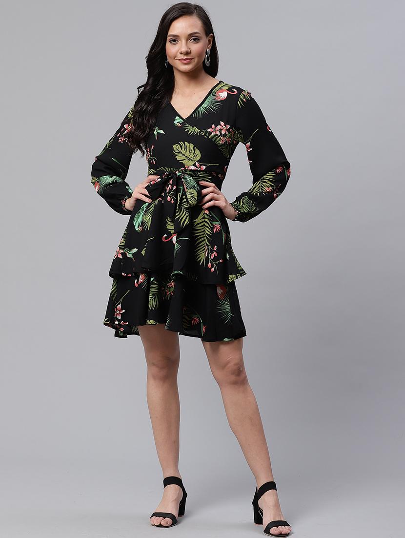 tie front floral a-line dress - 17149775 - Zoom Image - 4