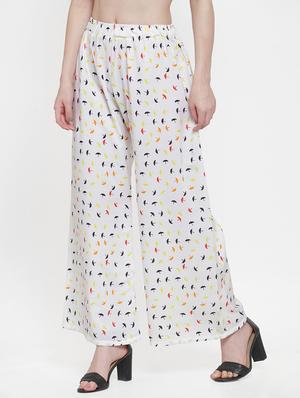 white crepe palazzos - 17149866 - Standard Image - 3