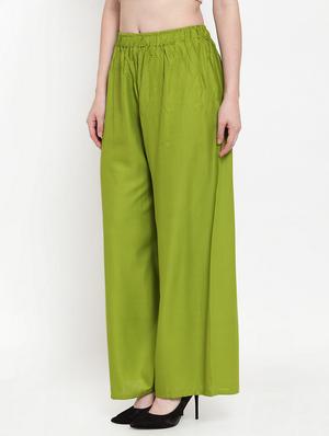 green rayon flared palazzo - 17149895 - Standard Image - 2