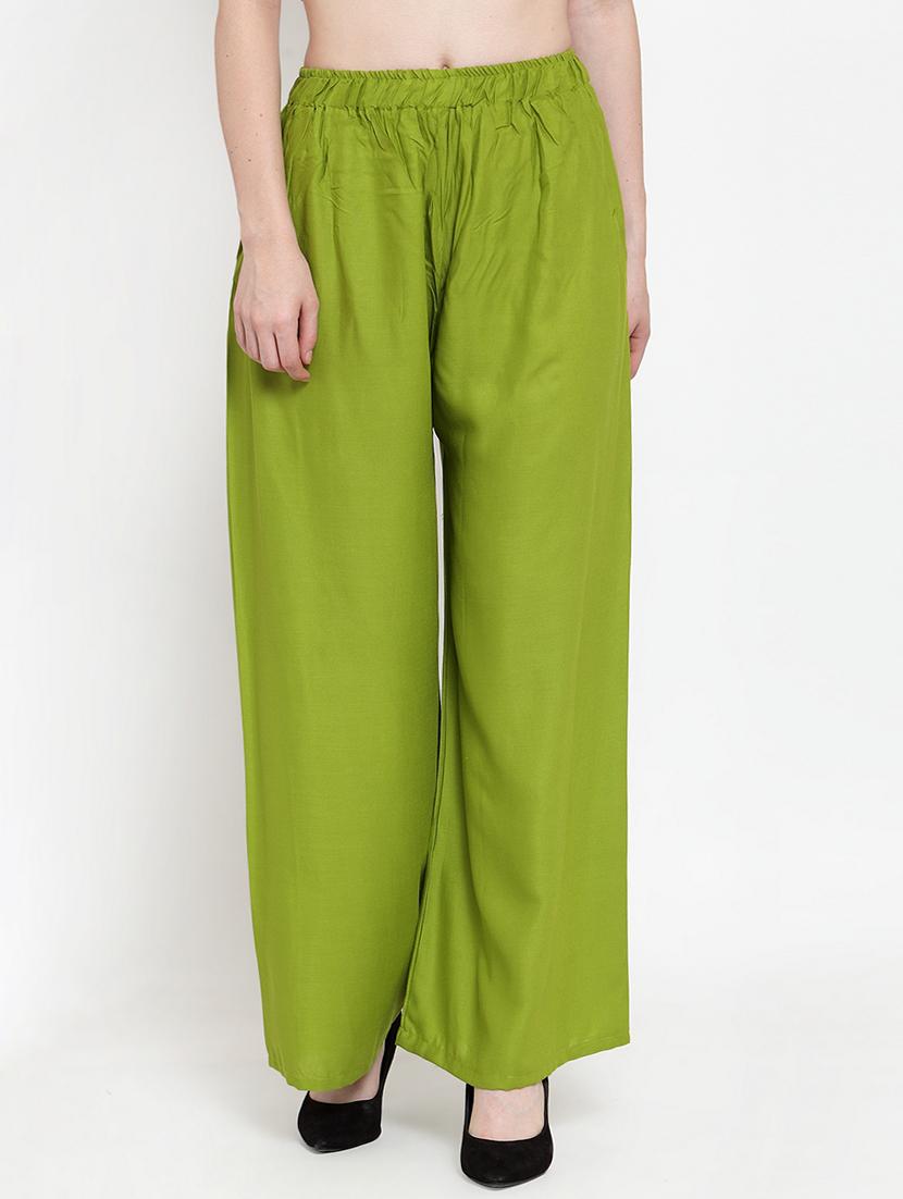 green rayon flared palazzo - 17149895 - Zoom Image - 1