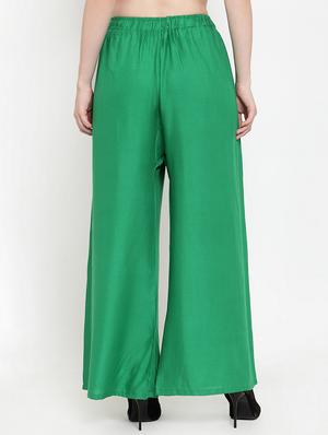 green rayon flared palazzo - 17149896 - Standard Image - 3