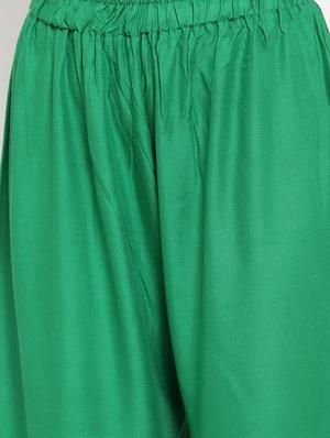 green rayon flared palazzo - 17149896 - Standard Image - 5
