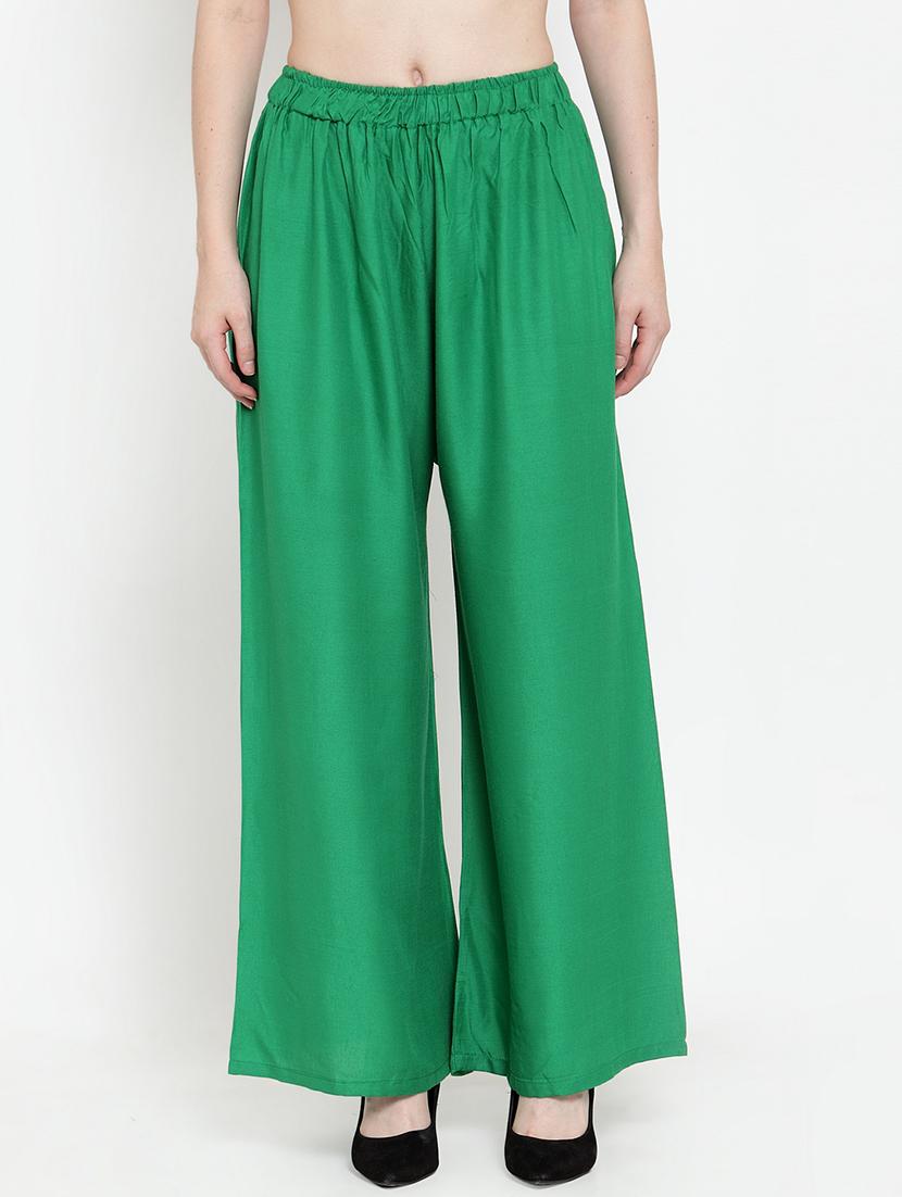 green rayon flared palazzo - 17149896 - Zoom Image - 1