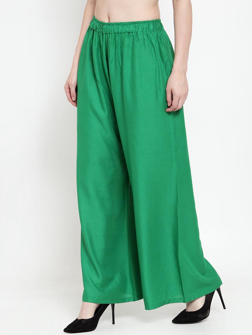 green rayon flared palazzo - 17149896 - Zoom Image - 2