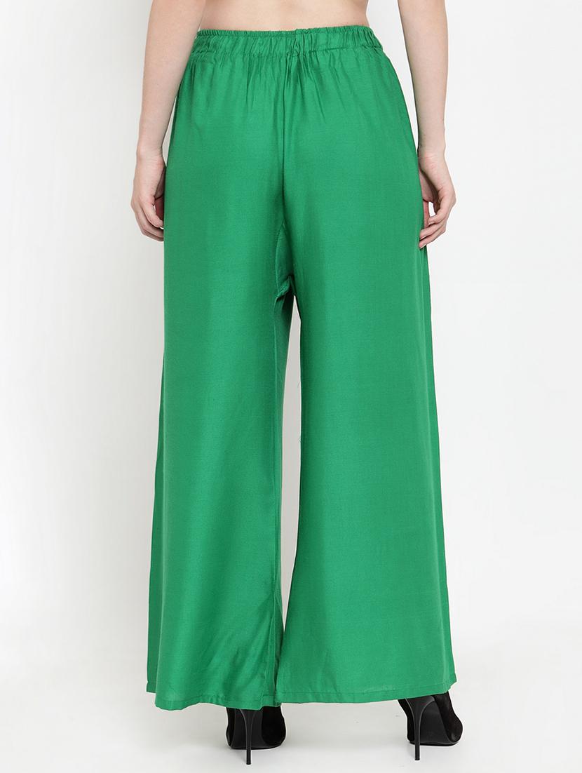 green rayon flared palazzo - 17149896 - Zoom Image - 3