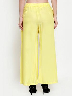 yellow rayon flared palazzo - 17149897 - Standard Image - 3