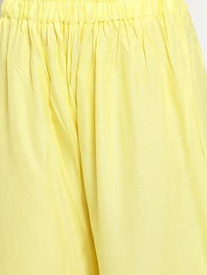 yellow rayon flared palazzo - 17149897 - Standard Image - 5