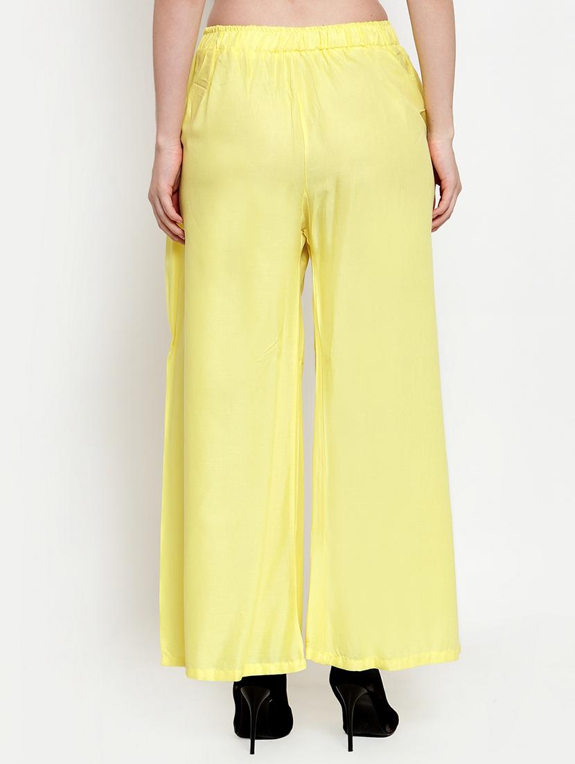 yellow rayon flared palazzo - 17149897 - Zoom Image - 3