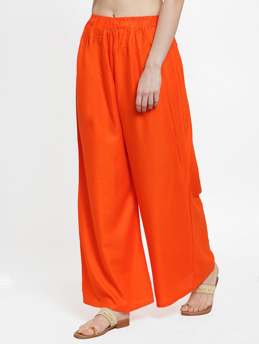 orange rayon flared palazzo - 17149898 - Zoom Image - 2