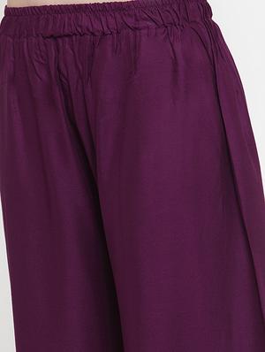 purple rayon flared palazzo - 17149901 - Standard Image - 5